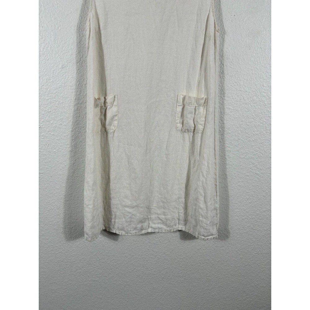 Match Point Dress Womens Small White Linen Sleeveless V-Neck Pockets - Picture 12 of 12